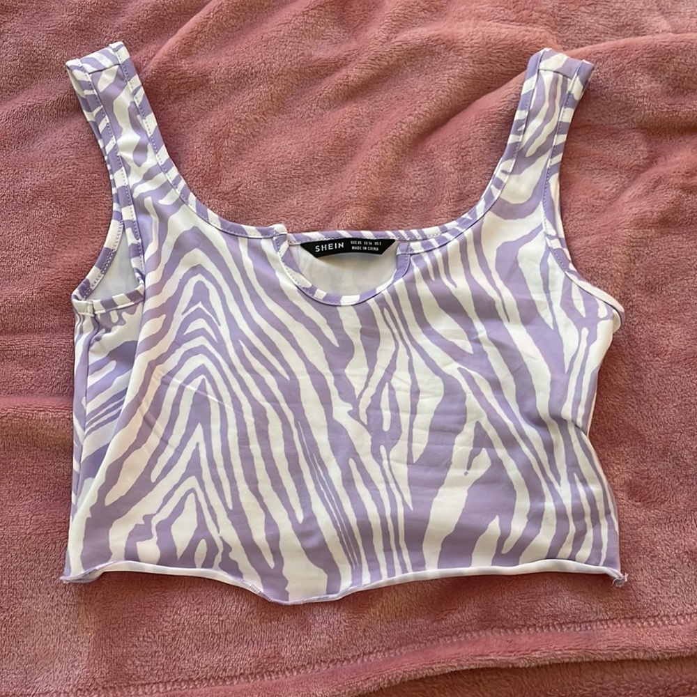 Shein purple and white zebra print tank top